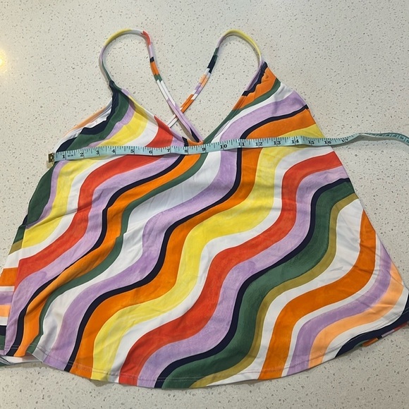 Anne Cole Printed Mulit Color Wavey Tankini Swim Top Criss Cross Back M NEW - Picture 4 of 13